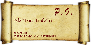 Páles Irén névjegykártya
